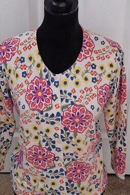 Vintage Merona Floral Button Up Cardigan Sweater  Size M